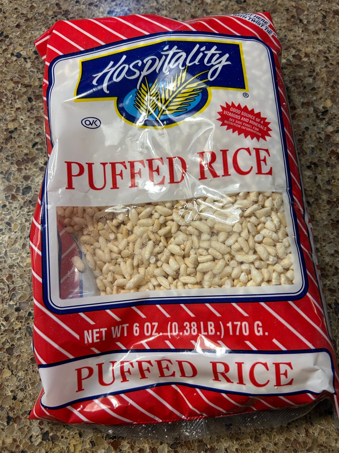 Customer photo review of Hospitality Puffed Rice Cereal - 6 OZ 12 Pack