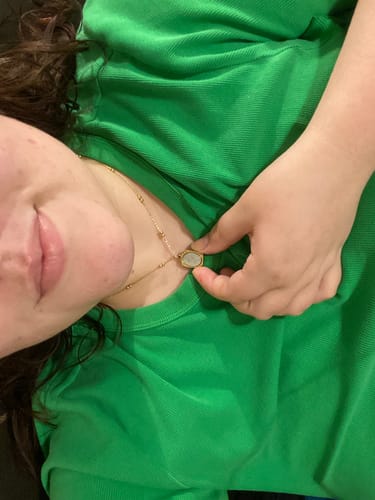 Customer photo review of 'Fragile Love' Rose Necklace