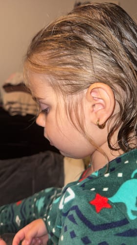 Customer photo review of Gold Huggies Earrings