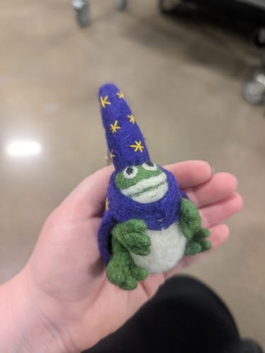 Customer photo review of Wizard Frog Handmade Felt Hanging Decoration