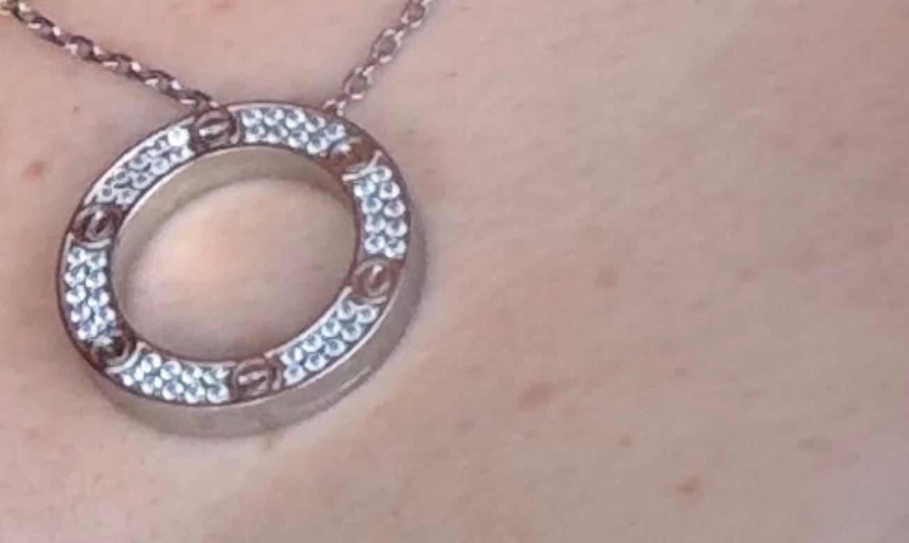 Customer photo review of LOVE PENDANT, PAVED 925 silver gold plated