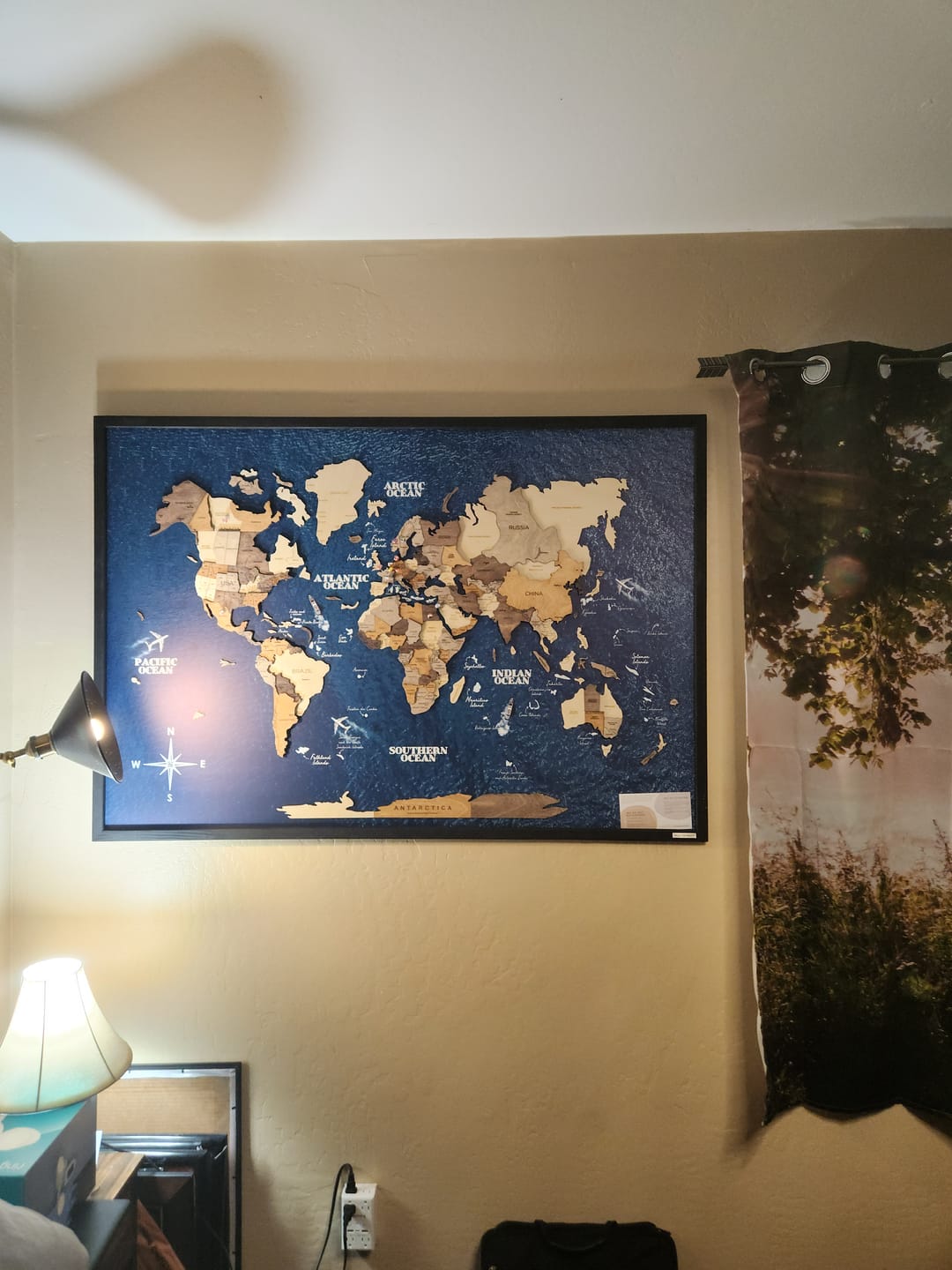 Customer photo review of 3D Wooden Panel World Map Multicolor
