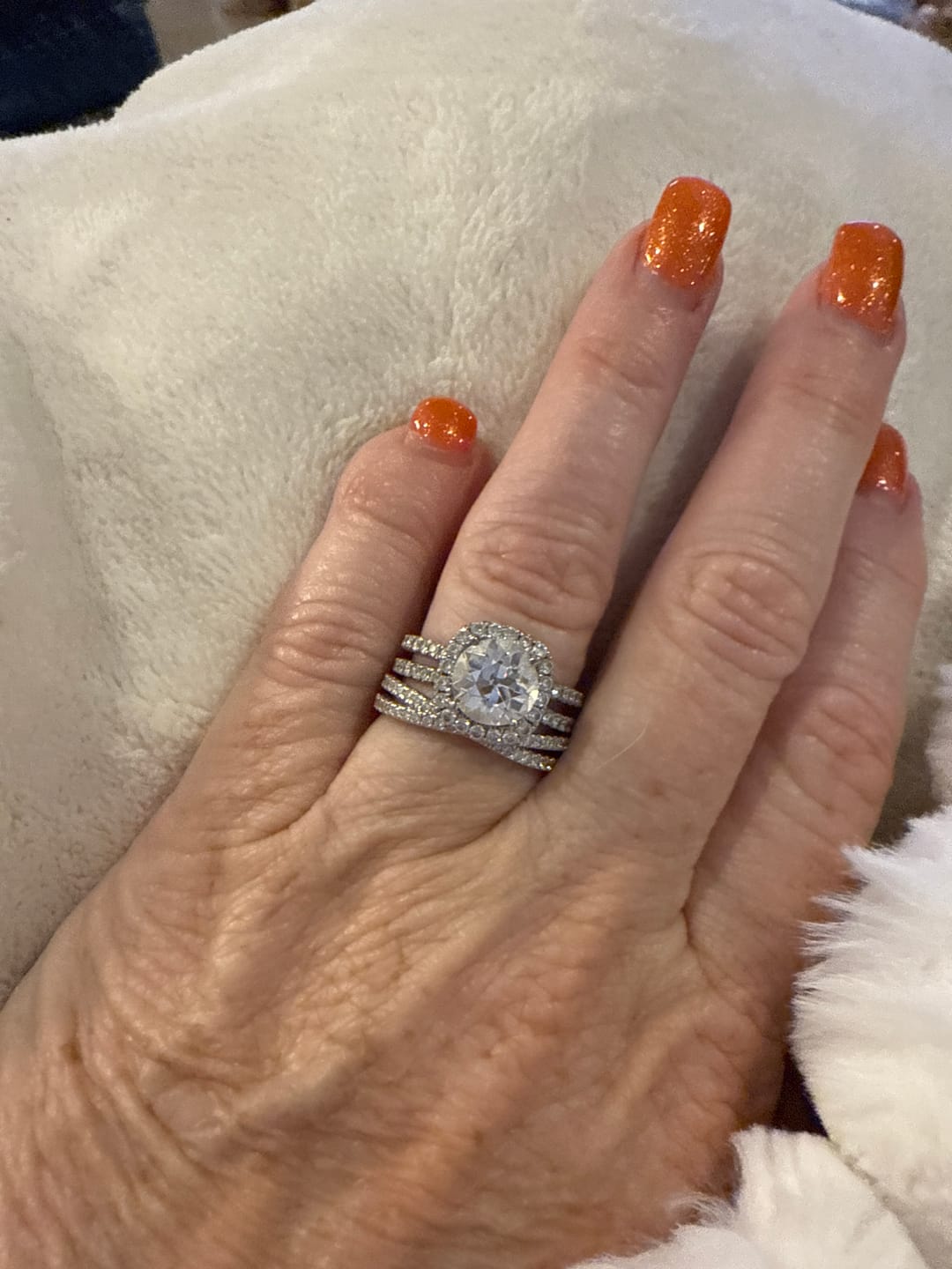 Customer photo review of Louily  X Criss Cross Wedding Band For Women In Sterling Silver