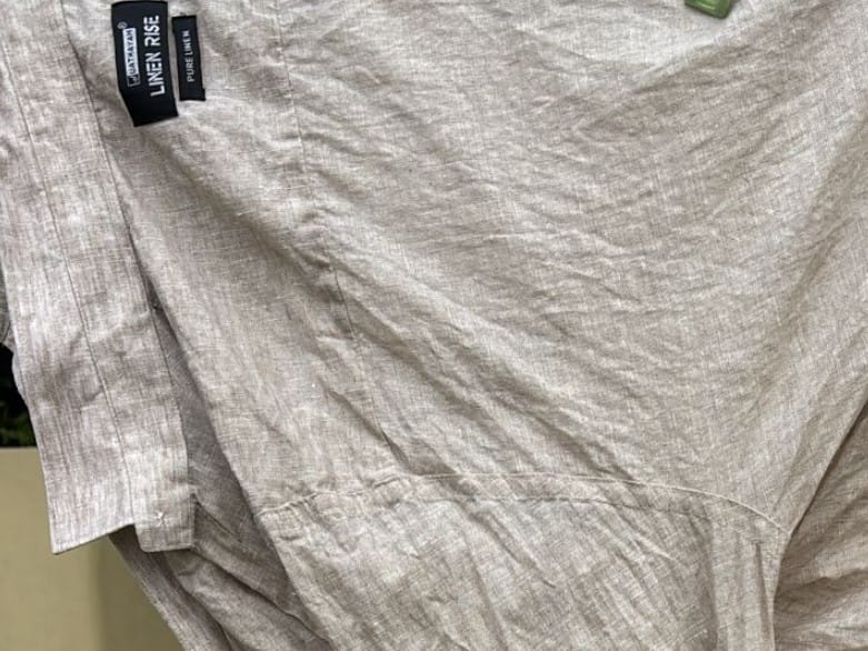 Customer photo review of Linen Rise - Light Beige Formal Shirts for Mens | Uathayam