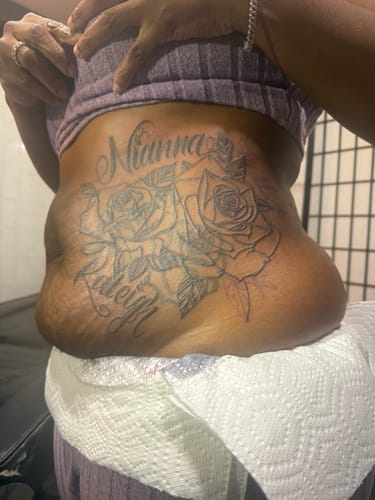 Customer photo review of Painless Tattoo Numbing Cream