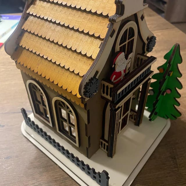 Customer photo review of Christmas house scene lamp laser cut svg file