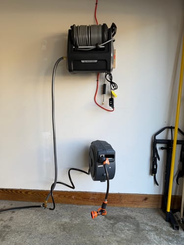 Customer photo review of Retractable Garden Hose Reel 62ft-155ft