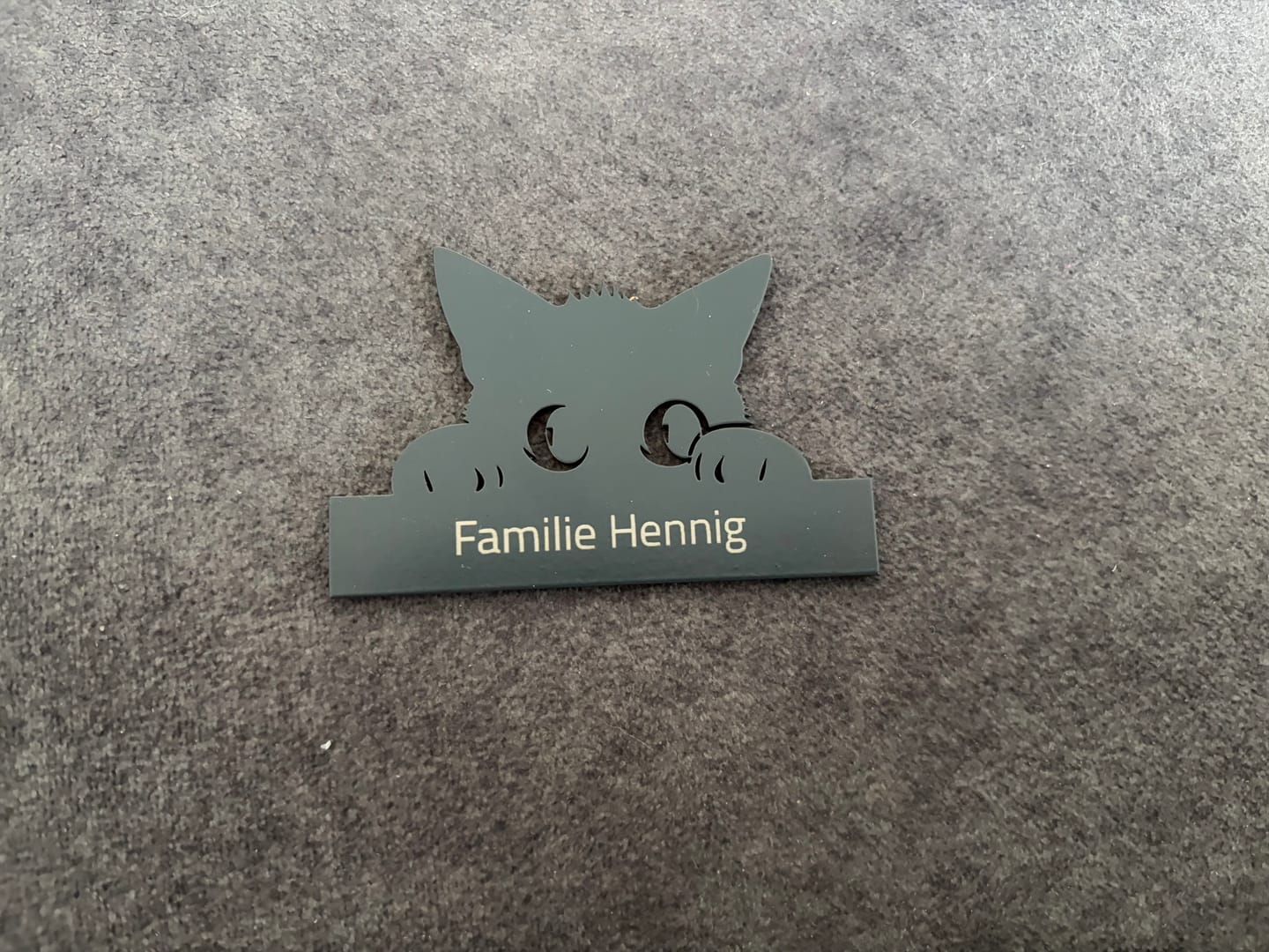 Customer photo review of Türschild mit Katzenmotiv - personalisierbar - V2A Edelstahl