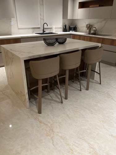 Customer photo review of Beige Saddle Leather Bar Stool PZ-228-BAC