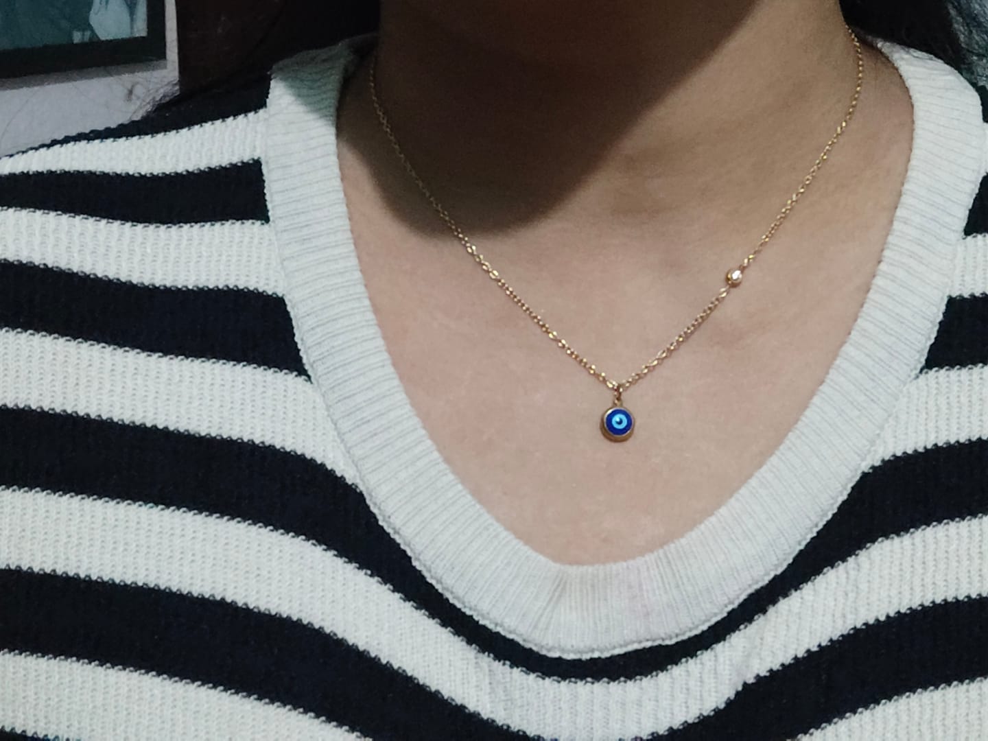 Customer photo review of Evil Eye Necklace