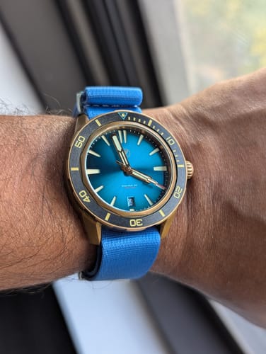 Customer photo review of Blue Nylon Watch Strap