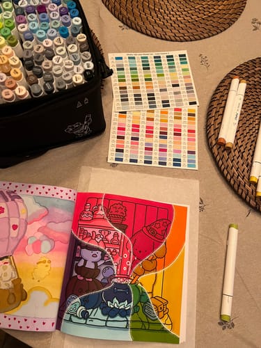 Customer photo review of Ohuhu Honolulu 168 Colors Dual Tips Alcohol Art Markers (Europe Only)