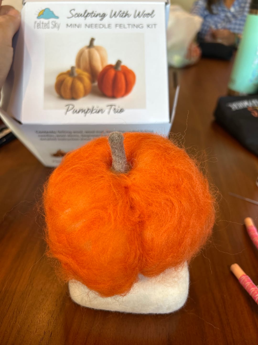 Customer photo review of Pumpkin Trio Mini Needle Felting Kit