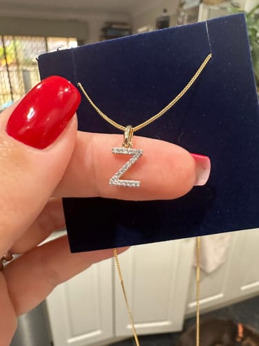 Customer photo review of Initial Diamond Pendant in 9ct Yellow Gold