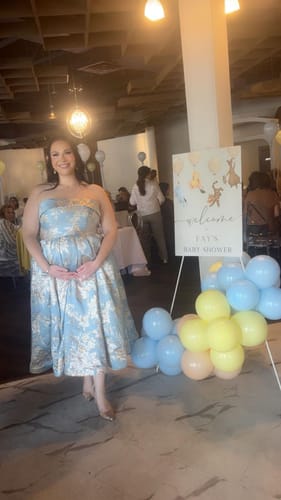 Customer photo review of Eloise Strapless Brocade Midi Dress by Mac Duggal - RENTAL