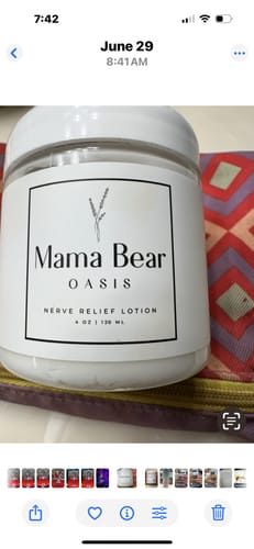 Customer photo review of Mama Bear Nerve Relief Lotion