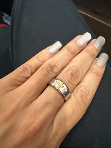 Customer photo review of FREE Today: Modern Style Two-tone Gold Cross Alloy Ring-With God All Things Are Possible