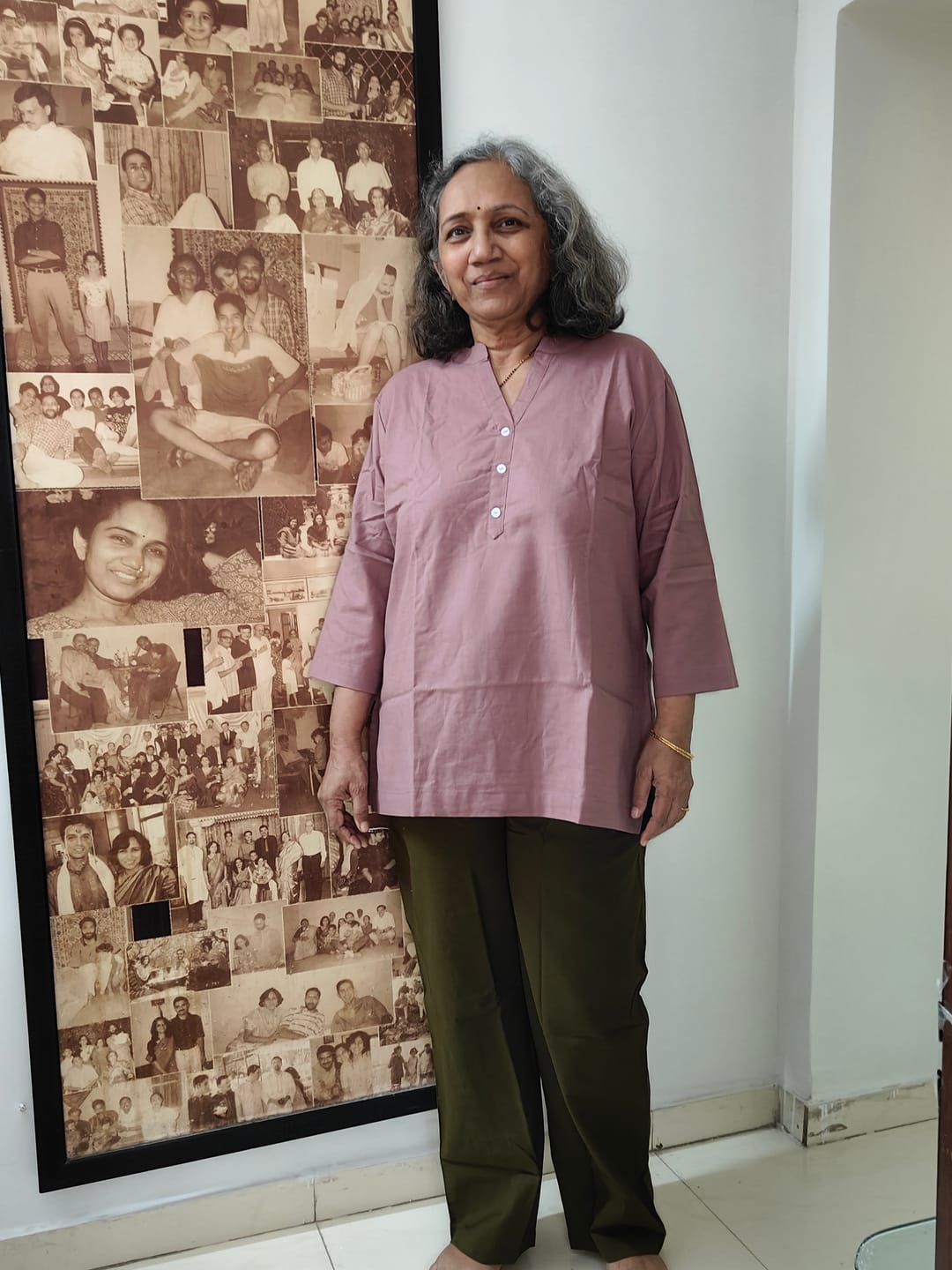 Customer photo review of Women Olive Green Airy Linen Straight Pant