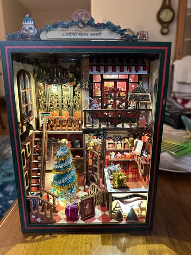 Customer photo review of Christmas Shop DIY Book Nook Kit