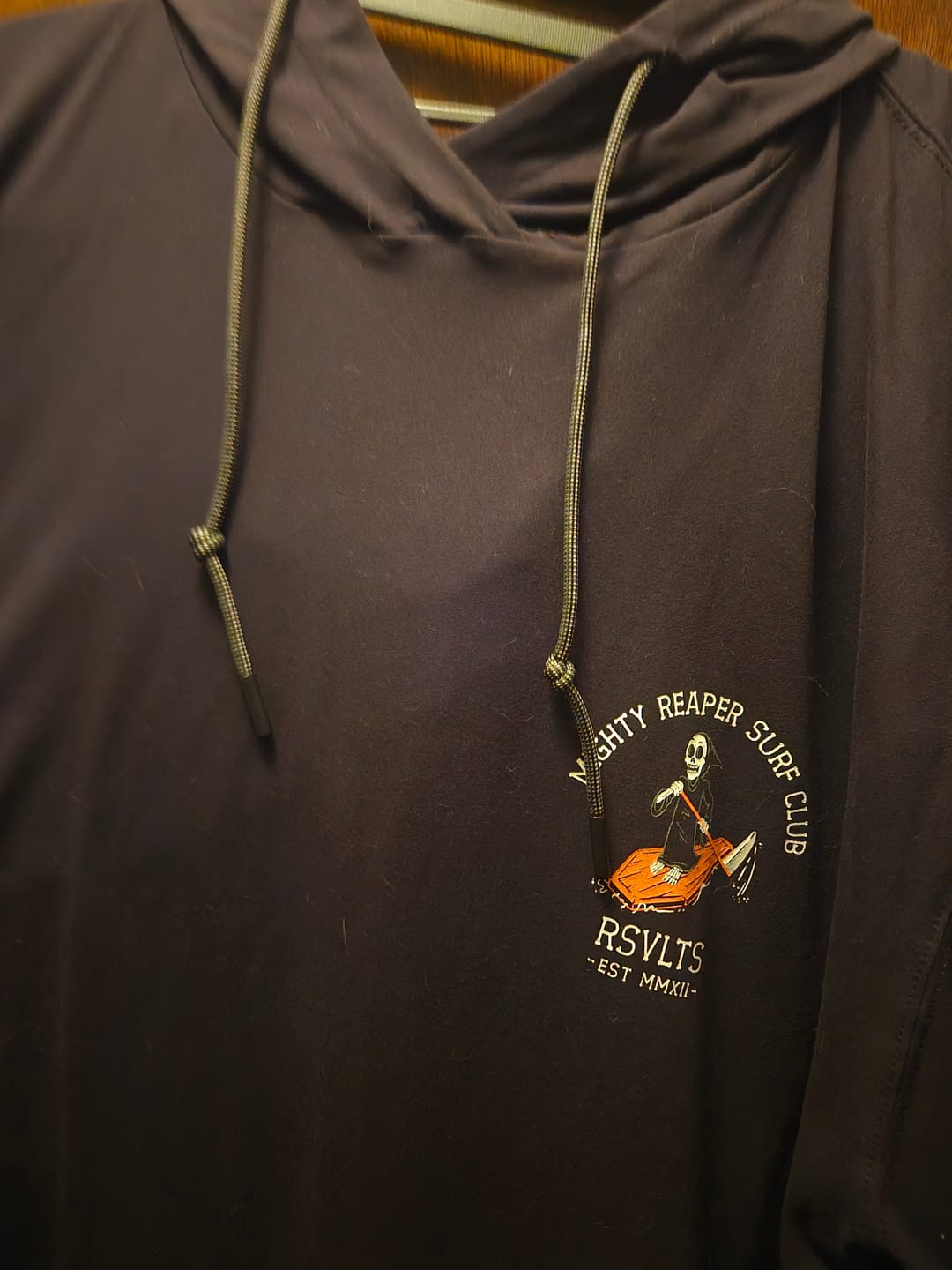 Customer photo review of Mighty Reaper Surf Club – Performance Hoodie