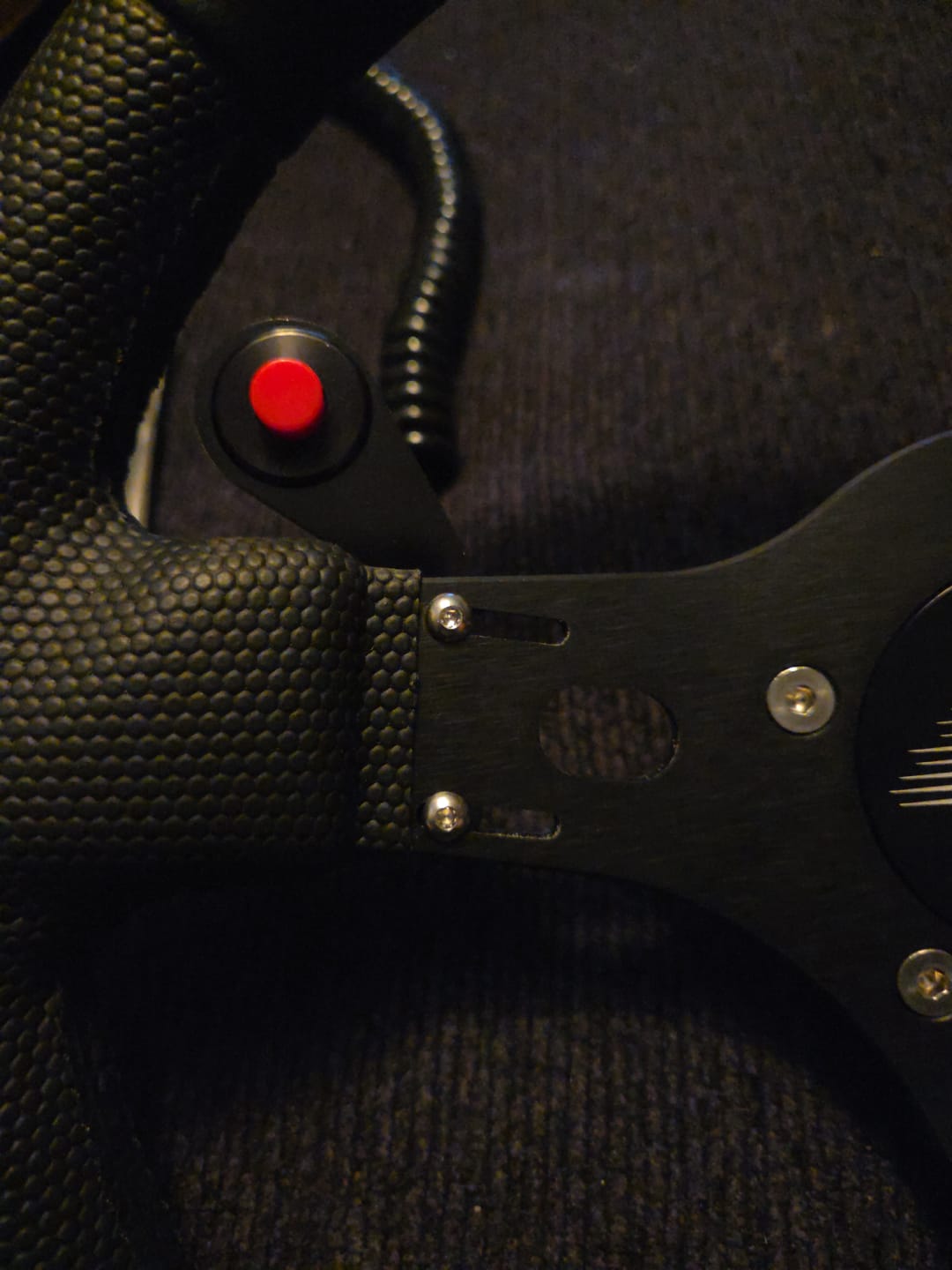 Customer photo review of Motion Raceworks Momentary Small Push Button w/6' Wound Cord (Red or Green)