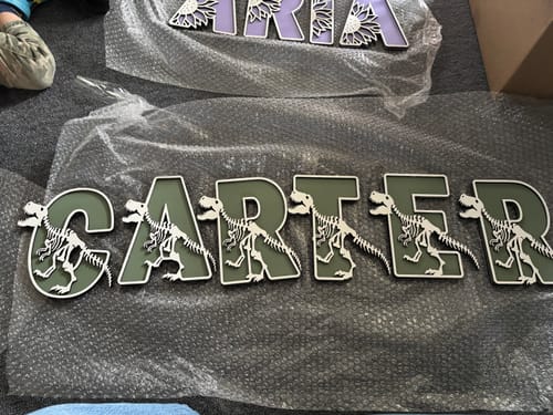 Customer photo review of Dinosaur Skeleton Letters Large