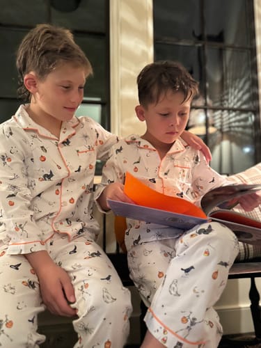 Customer photo review of Kid's Twill Pajama Set in Trick or Treat