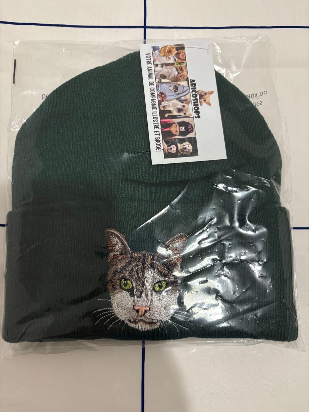 Customer photo review of Custom Embroidered Beanie with Your Pet’s Face – Personalized Gift for Pet Lovers