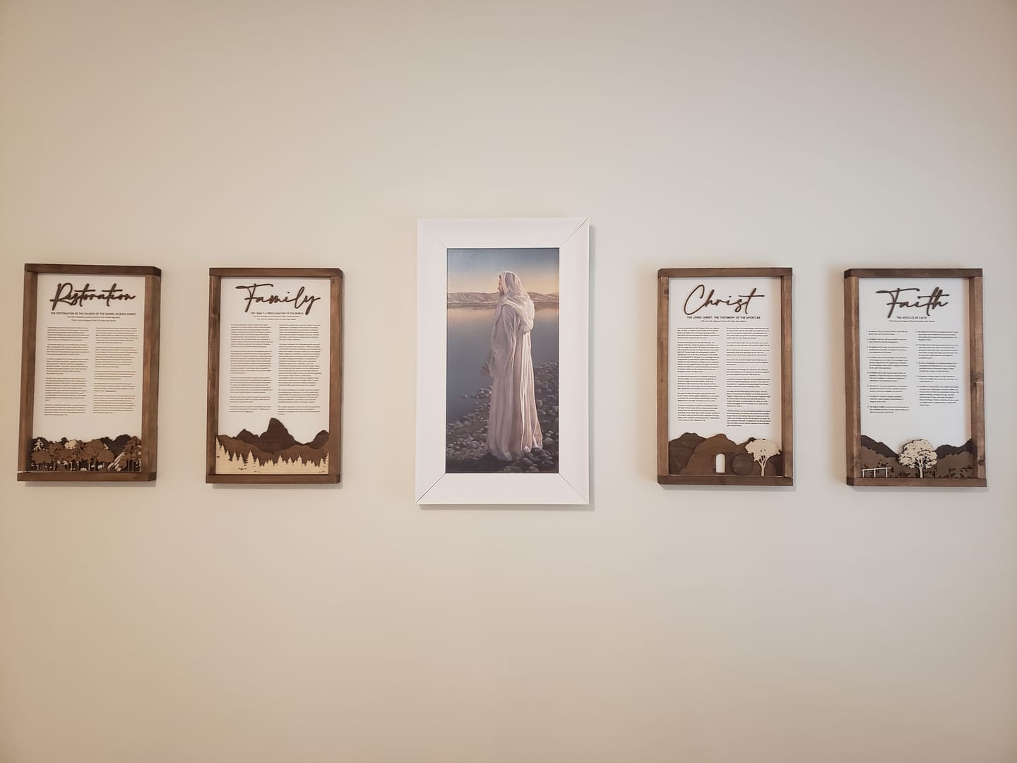 Customer photo review of 4-Piece Framed LDS Proclamation Signs With Beautiful Multi-layered Scenes