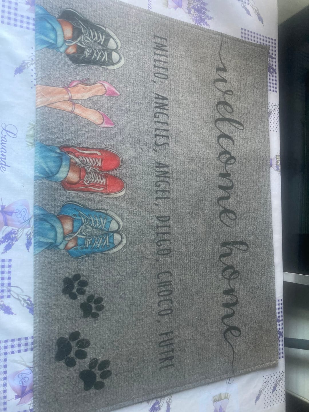 Customer photo review of Zapatos y patas - Felpudo personalizado