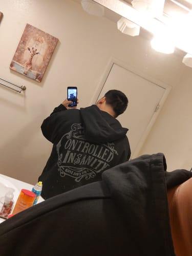 Customer photo review of OG Black Vintage Washed Zip Up Hoodie