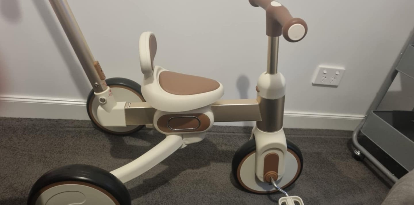 Customer photo review of Toddler Push Trike with Parent Handle 5-in-1 Kids Trike Balance Bike