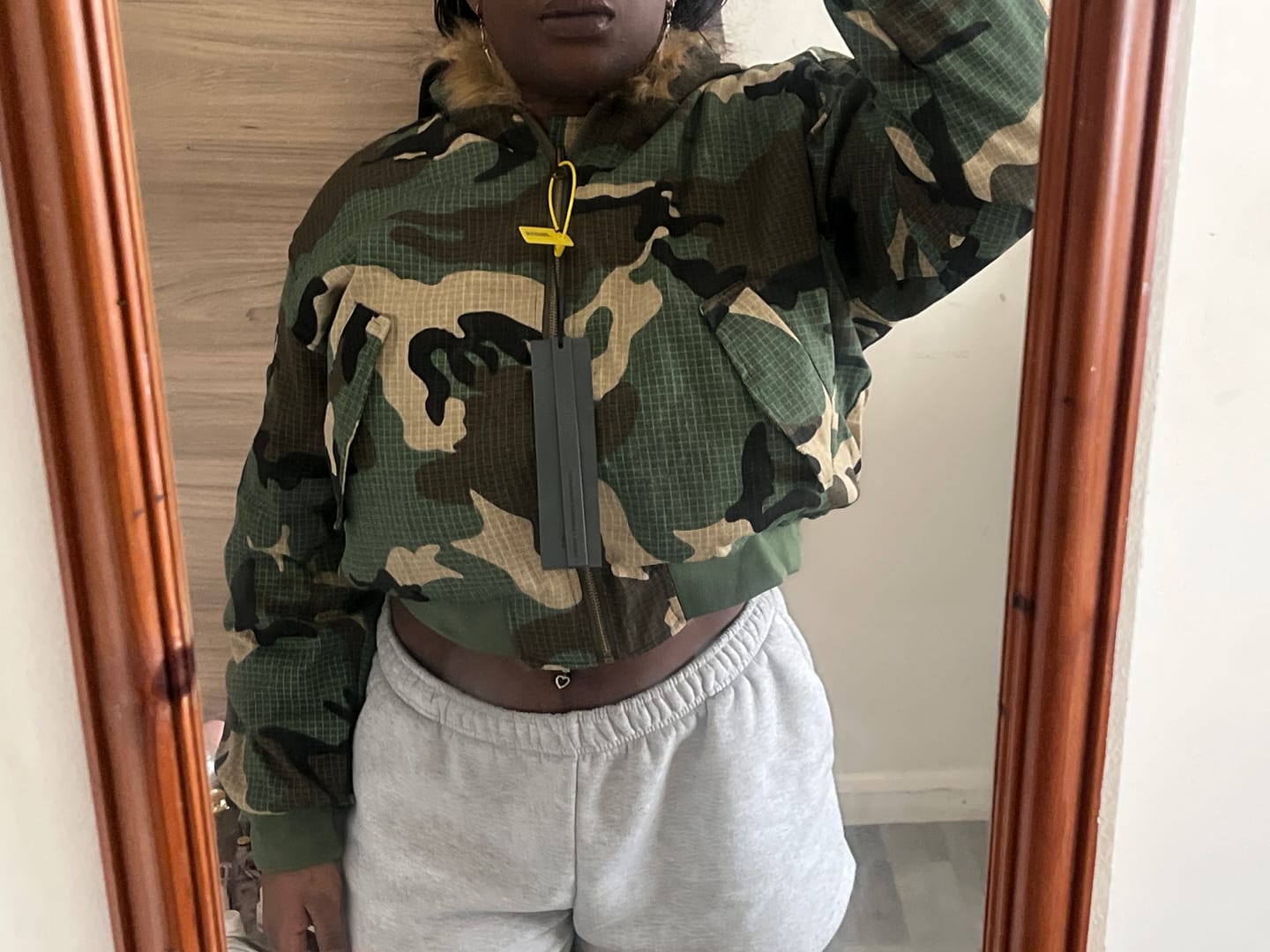 Customer photo review of Camouflage Fur Collar Reversible Cotton Jacket - 2499