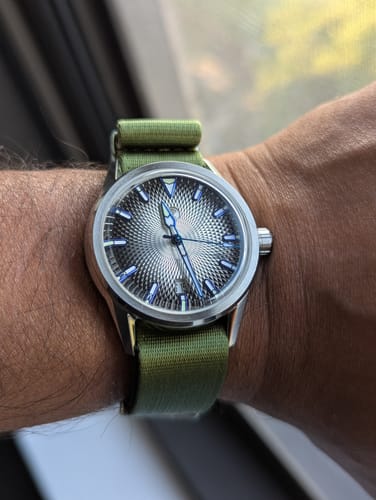 Customer photo review of Olive Green Nylon Watch Strap