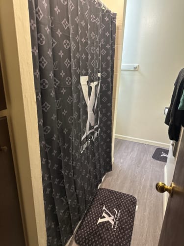 Customer photo review of shower curtains louis vuitton dark gray