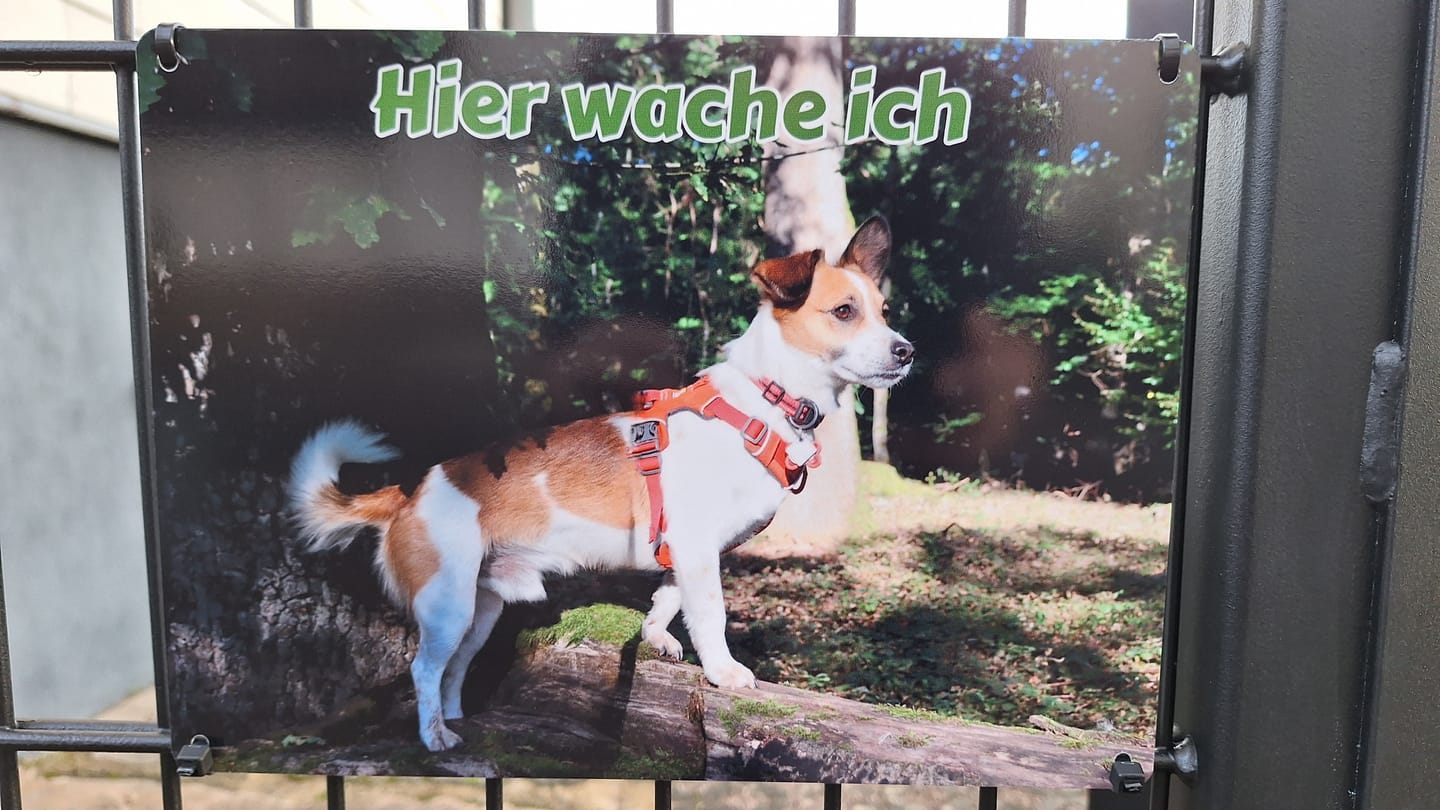 Customer photo review of Hunde-Türschild personalisiert mit Foto & Text (UV- und wetterfest)