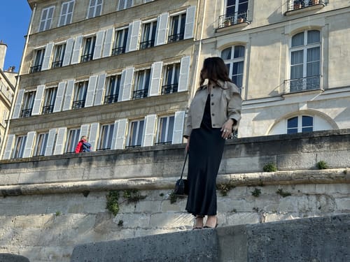 Customer photo review of LILY Cropped Cotton Utility Jacket