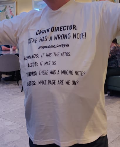 Customer photo review of Choir Director T-Shirt