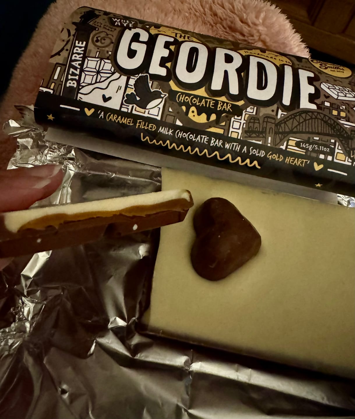 Customer photo review of The Geordie Bar double chocolate and caramel filled bar 145g