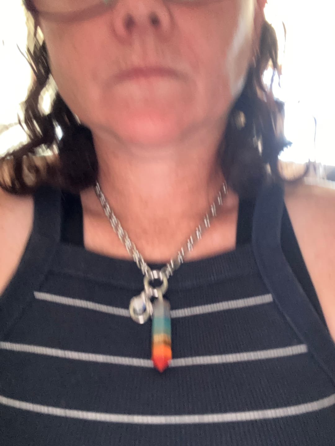 Customer photo review of Crystal Hexagon Chakra Gemstone Necklace