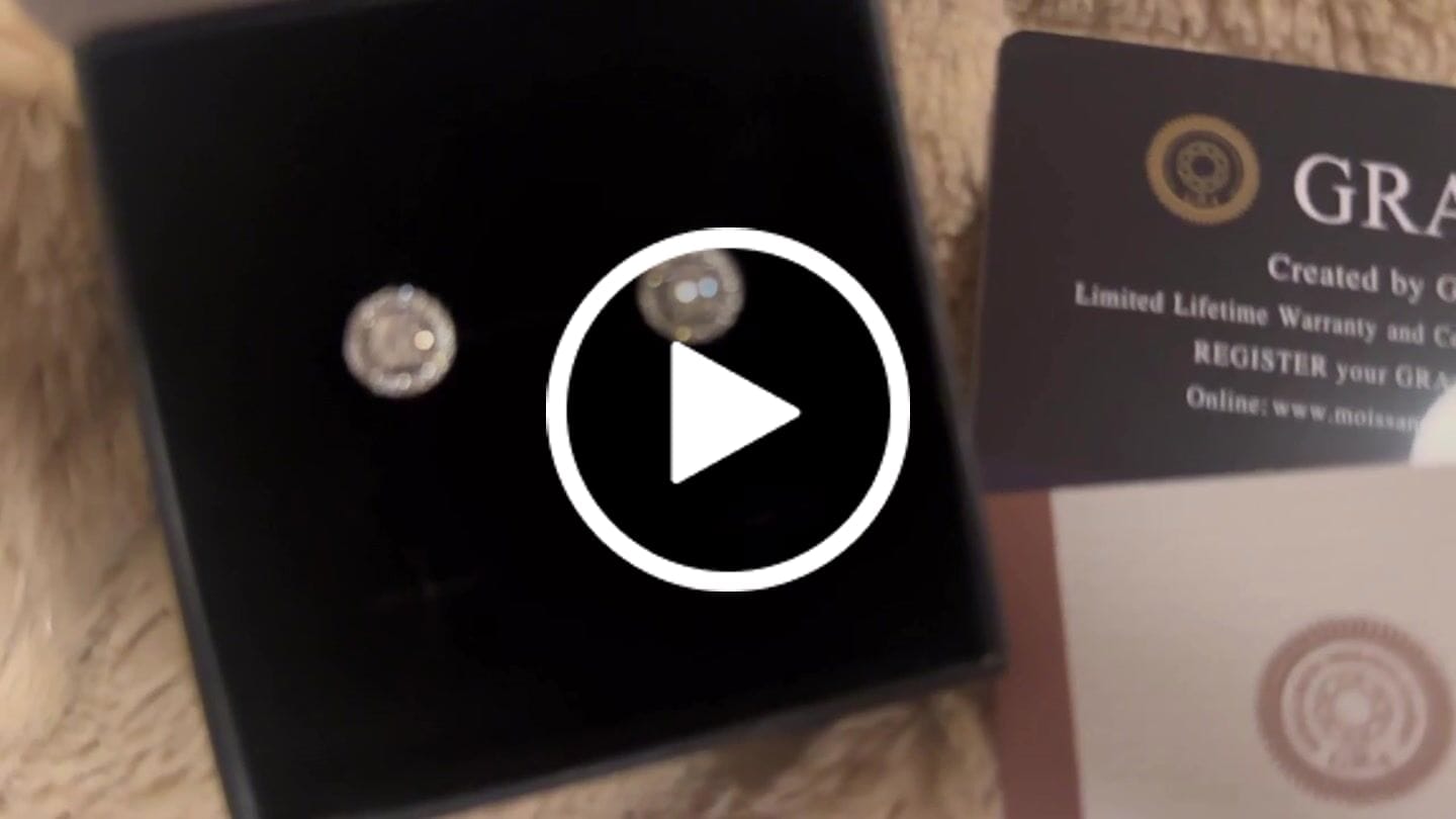 Customer video review of Moissanite by Cate & Chloe Kailani 18k Gold Plated 925 Sterling Silver Stud Earrings 1.18tcw