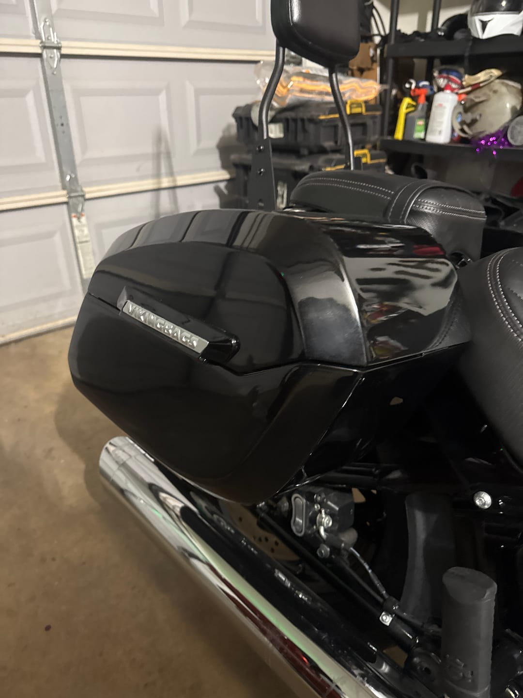 Customer photo review of 32L - Darkin Large Quick Mount Painted Hard Saddlebags for Harley Softail Street Bob FXBB