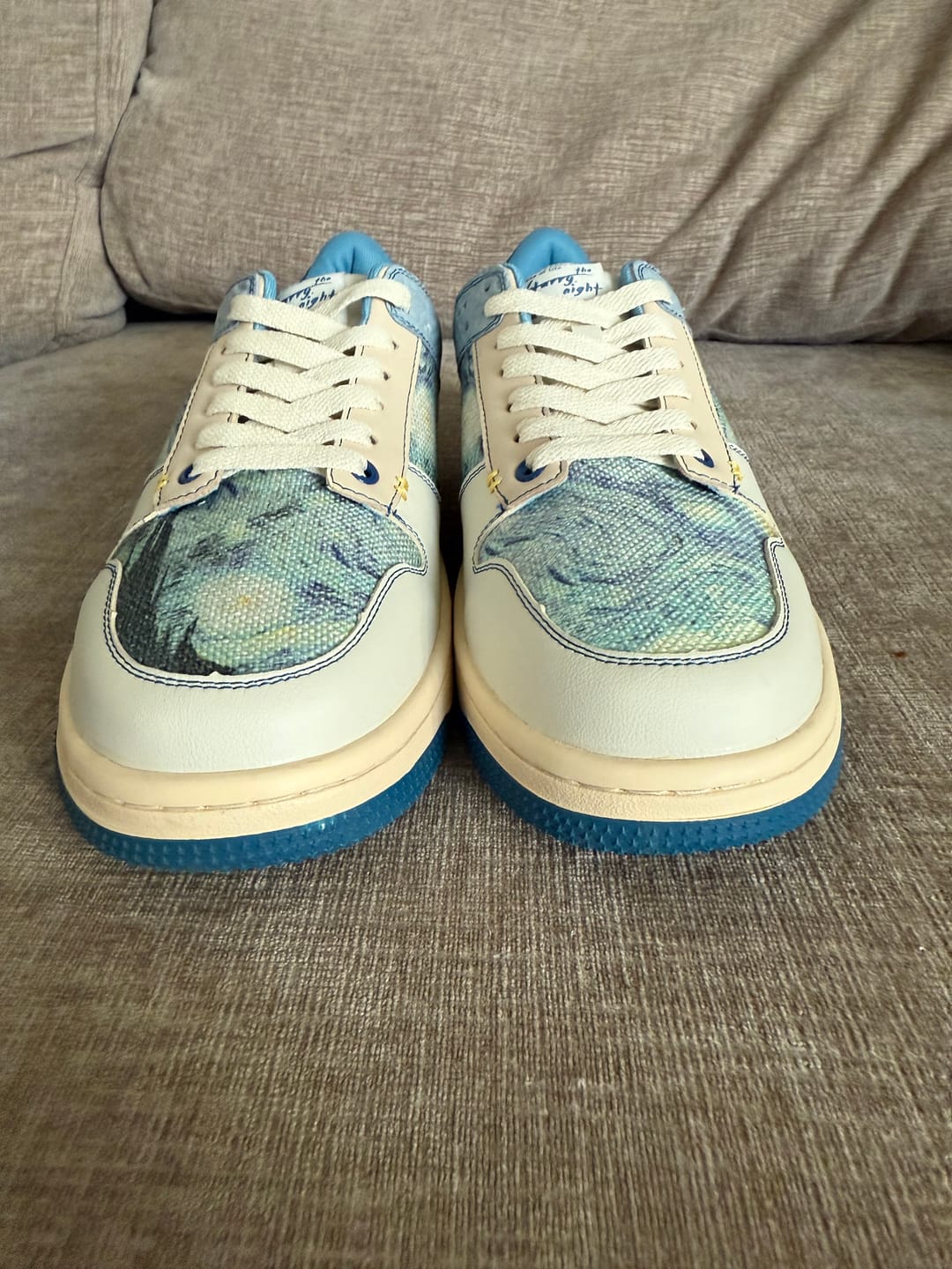 Customer photo review of Van Gogh Starry Night inspired sneakers