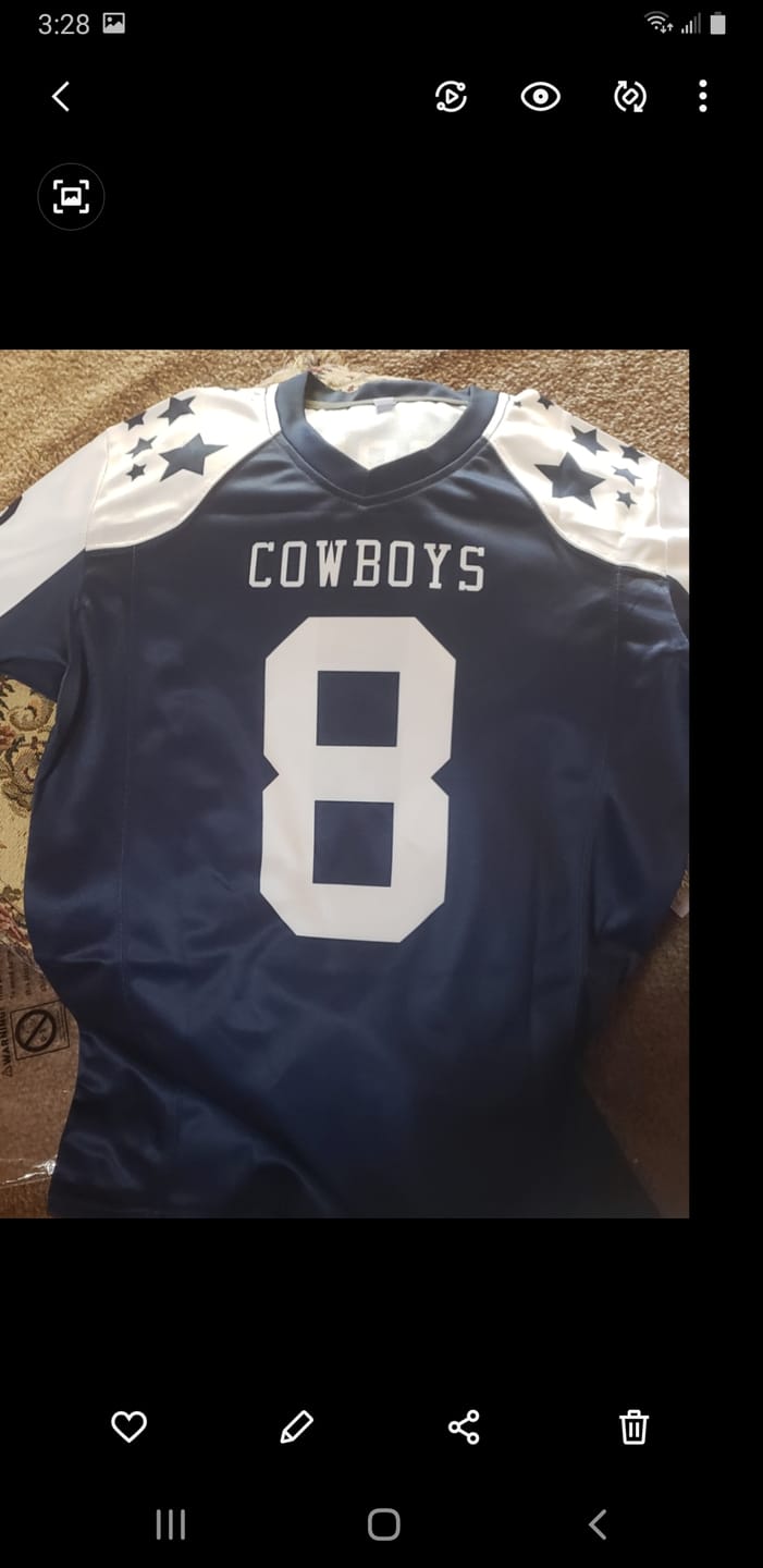 Customer photo review of Custom Navy White Personalized Shoulder Star Pattern Flag Football Jersey