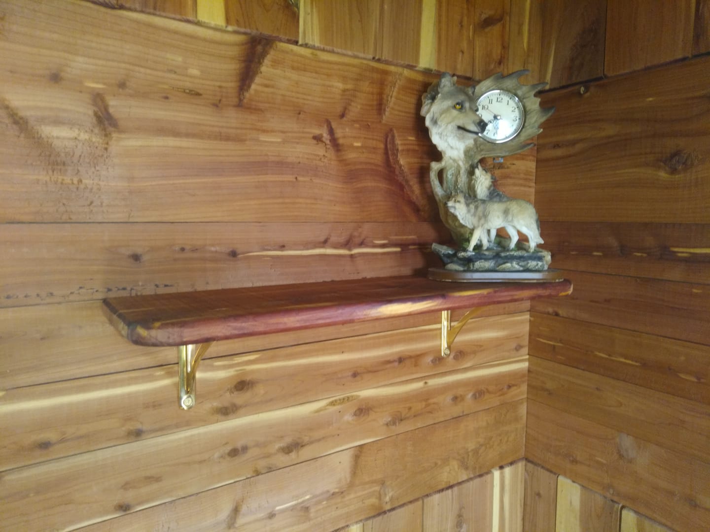 Customer photo review of Arched Shelf Bracket - Unlacquered Polished Brass