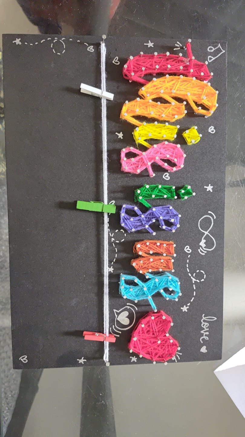 Customer photo review of Artsy- Customised Mini Nameplate String Art