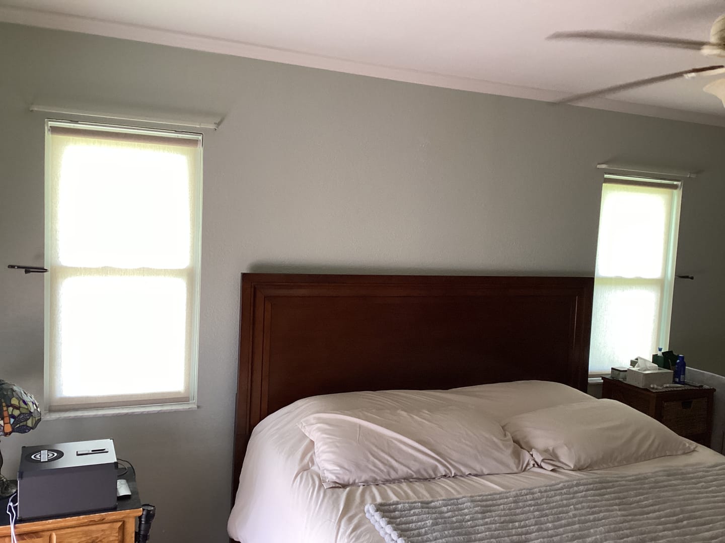 Customer photo review of SmartWings Motorized Light Filtering Roller Shades 70% Blackout Linen