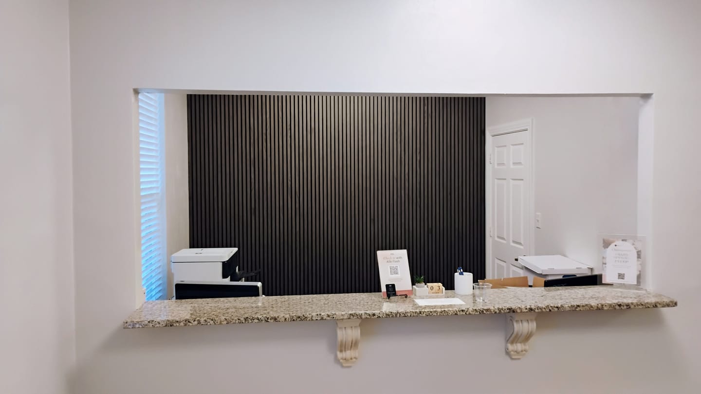 Customer photo review of Natural Walnut Acoustic Slat Panel 94.5" Sample