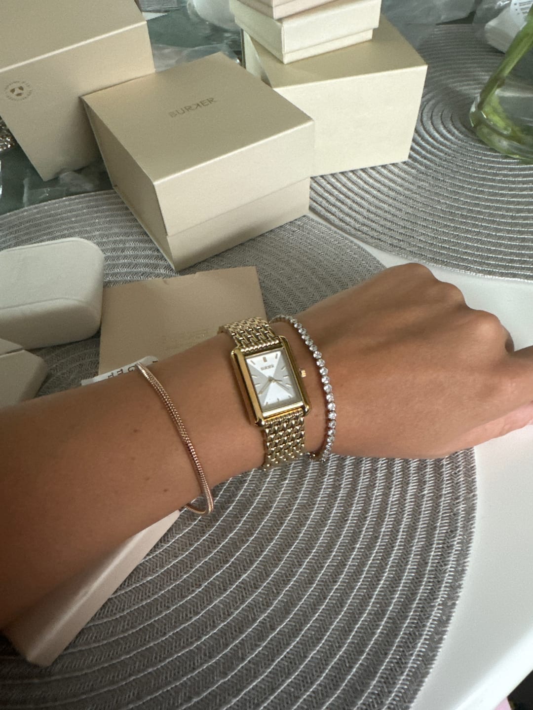 Customer photo review of Jade Gold Bracelet