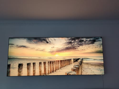 Customer photo review of Canvalight® Leuchtbild | Wellenbrecher am Nordseestrand | Panorama